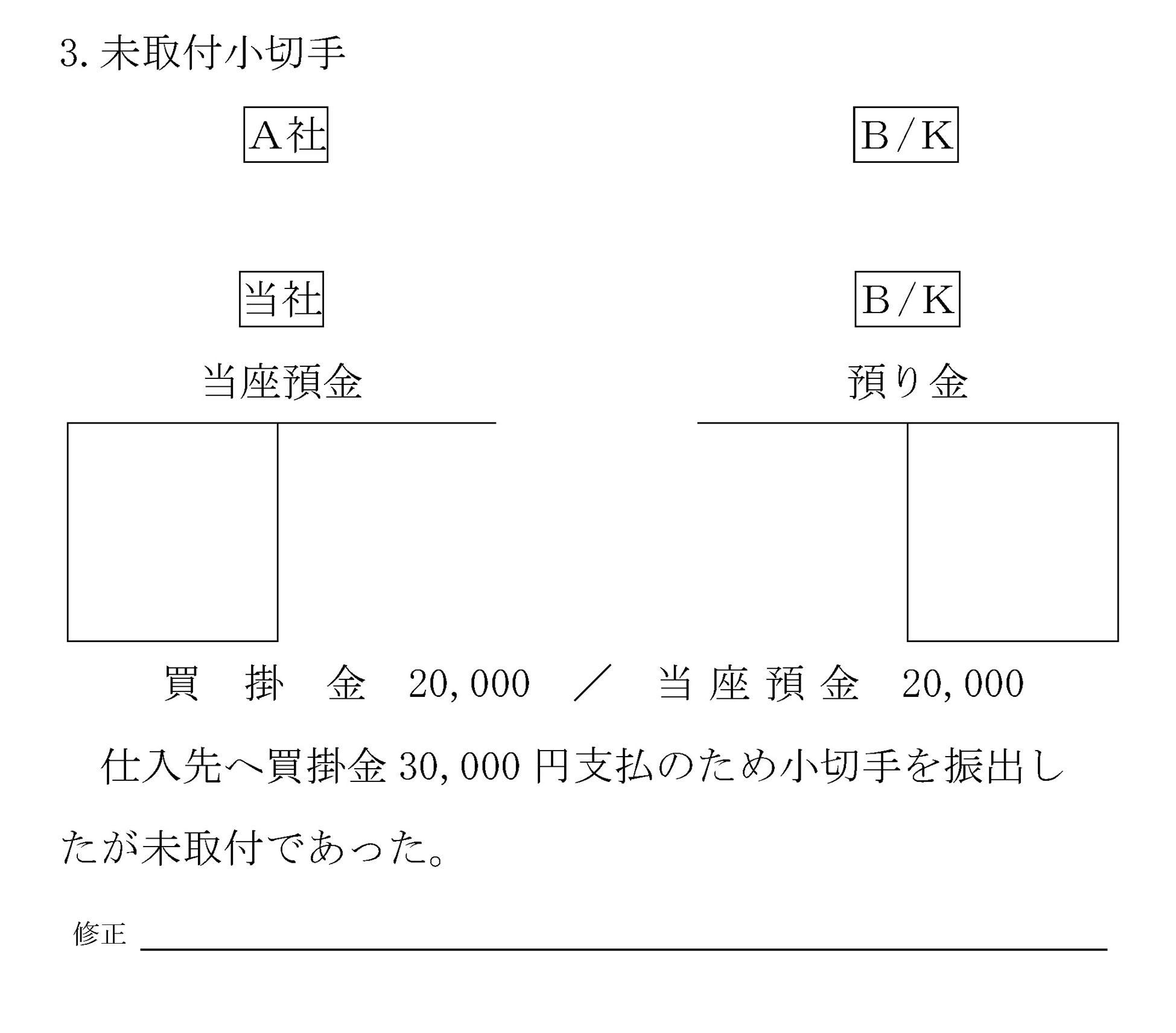 取付 小切手 未